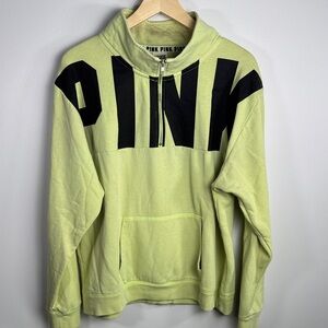 Y2K Style PINK VS Neon Green Oversized 1/4 Zip Sweatshirt Size L Read Desc
